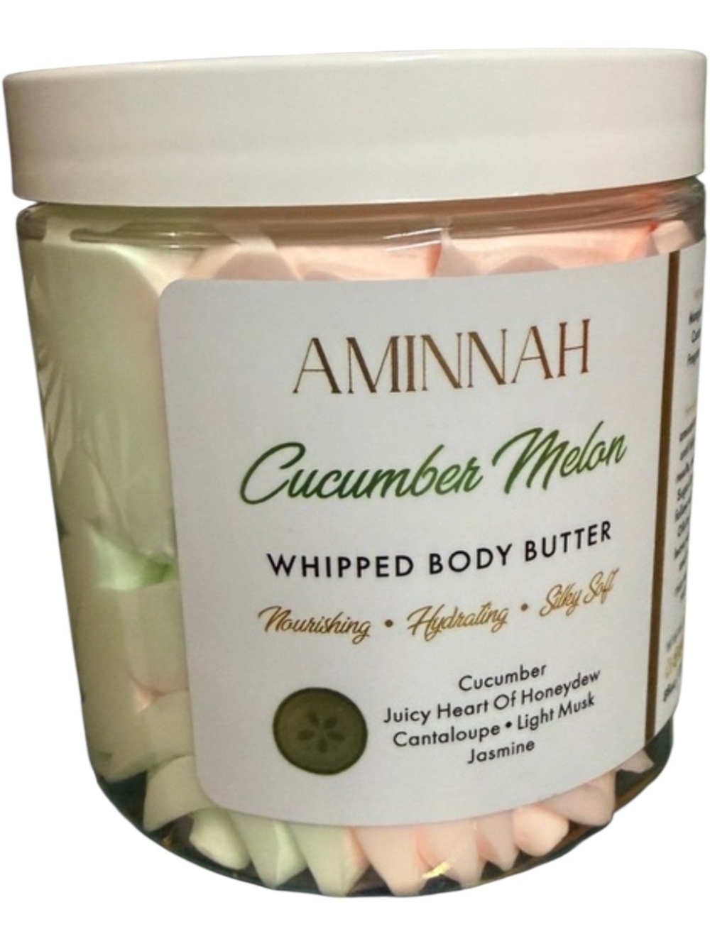 AMINNAH Cucumber Melon Whipped Body Butter - Green & Peach
